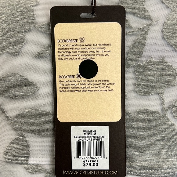 NWT Calia BodyBreeze Grey and Yellow Zippered Sweatshirt! Size medium! - Picture 10 of 12